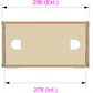 Dimensions of a wooden rack  sleeve with cutouts on a white background