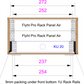 Technical drawing of a Flyht Pro Rack Panel Air with dimensions labeled.