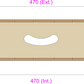  Dimensions of left elevation of wooden rack sleeve with measurements indicated