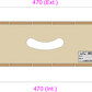 Dimensions of a rack sleeve with cutout and labels