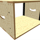3D and back view of wooden rack sleeve on white background