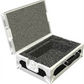 White hard-shell case with gray interior foam on a white background