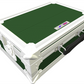 Green and white electronic case on white background