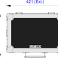 Plan view of black rectangular case with dimensions labeled on a white background