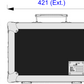 Measurement diagram of a rectangular case with dimensions labeled