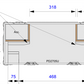 Technical drawing of a monitor case with dimensions labeled