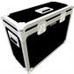 Black and white flight case with metallic accents on a white background