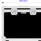 Dimensions of a flight case with external dimensions labeled.