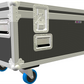 Large shadow grey and silver flight case with wheels on a white background