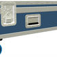 Royal Blue and silver transportation case with wheels on a white background