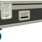 Large dark grey transportation case with wheels on a white background