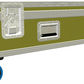 Long yellow rectangular case with wheels on a white background