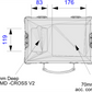 Technical drawing of a rectangular case with dimensions labeled
