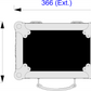 Diagram of a rectangular case with dimensions labeled