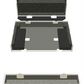 Black and gray foam-lined travel case on a white background