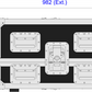 Dimensions of a large rectangular metal case with wheels on a white background