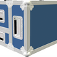 Royal Blue and white equipment case with multiple compartments on a white background
