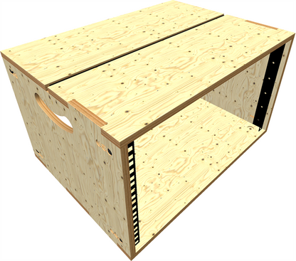 6u, 375mm Body, Hinged Top Panel, Adjustable R/S