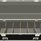 Open black and gray travel case with compartments on a white background