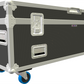 Shadow Grey and silver flight case with wheels on a white background