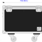 Diagram of a rectangular black flight case with dimensions labeled on a white background