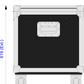 Dimensions of the left elevation of a black flight case with wheels and a lock on a white background
