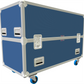 Royal Blue and silver transportation case with wheels on a white background
