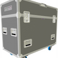 Mid Grey flight case with wheels on a white background