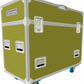Yellow flight case with wheels on a white background