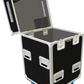 Black flight open case with wheels on a white background