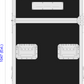 Diagram of a black flight case with vented lid ends and dimensions labeled.
