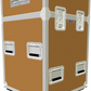 Orange transportation case with wheels on a white background