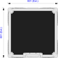 Black rectangular panel with white frame and dimensions labeled