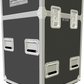 Shadow grey and silver transportation case with wheels on a white background