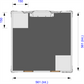 Technical drawing of a rectangular object with dimensions labeled