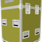 Yellow transportation case with wheels on a white background