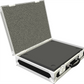 Open hard-shell case with gray interior on a white background