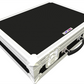 Black tool case with black honeycomb interior on a white background