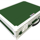 Green tool case with black honeycomb interior on a white background