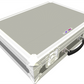 Grey tool case with a textured top panel on a white background