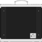 Black rectangular case with a silver border and handle on a white background