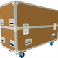 Orange travel case with wheels on a white background