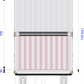 Technical drawing of a case with dimensions labeled