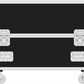 Back elevation of black flight case with wheels on a white background