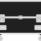 Front elevation of black flight case with wheels on a white background