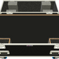 Open view of black flight case with open lid on a white background