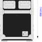 Dimensions of a black rectangular flight case with wheels on a white background