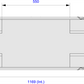 Technical drawing of a rectangular flight case with dimensions labeled