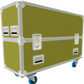 Yellow flight case with wheels on a white background