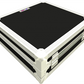 Black flight case with black interior on a white background